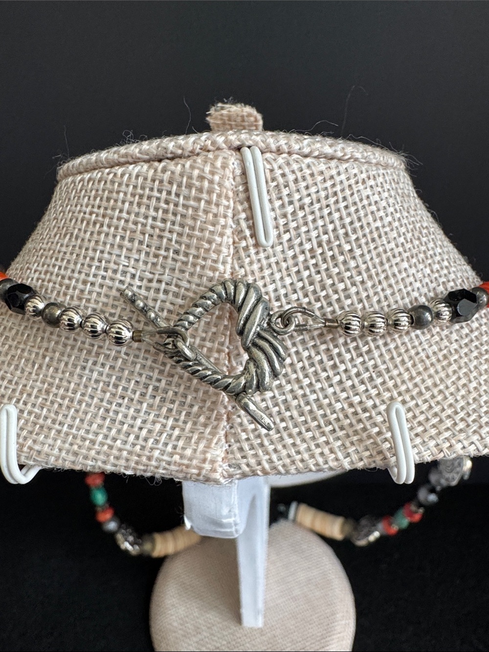 VTG Inspired Zuni-Style Mosaic Inlay Pendant Necklace Hematite Fan - Picture 4 of 6